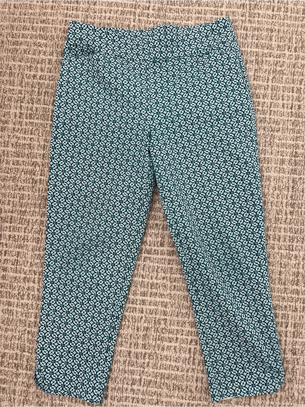 Croft & Barrow Effortless Stretch Teal White and Navy Blue Ankle Pants, Sz 14